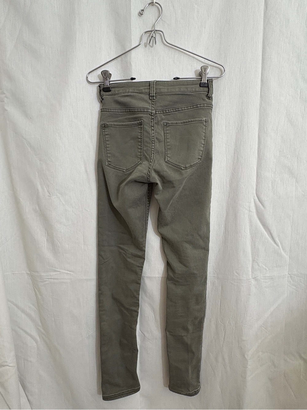 &Denim High Waist Skinny Jeans Size 25 Olive Green Stretch Denim - Picture 3 of 8